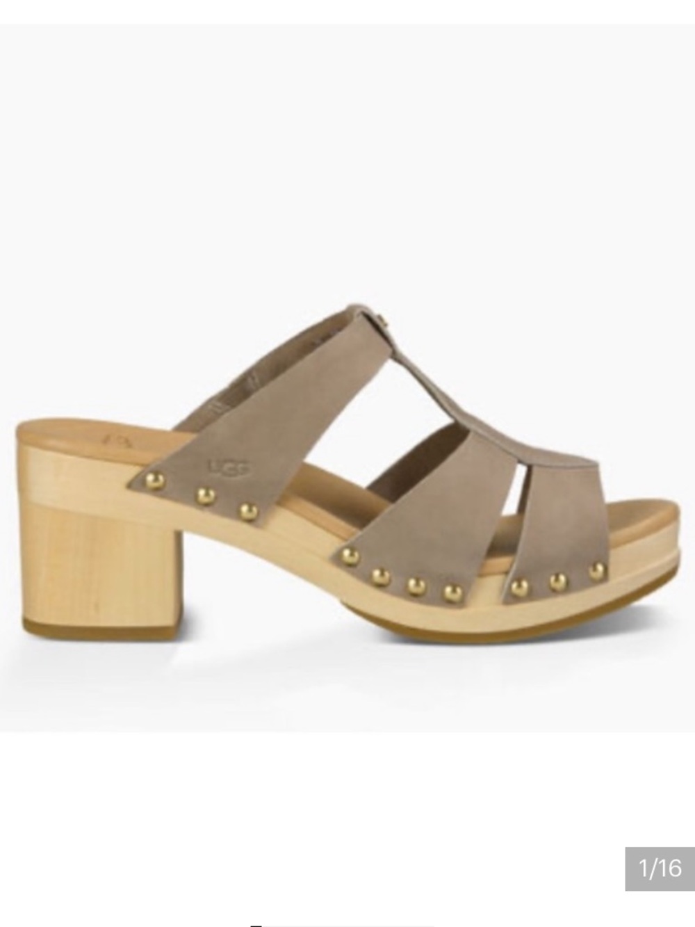 UGG Jennie Wedge Heels Sandals Soft Tan Leather Wood Platform Soles LIKE NEW 8